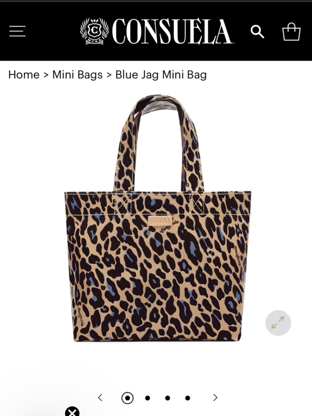 Consuela Leopard Mini Tote in Tan, Black & Blue